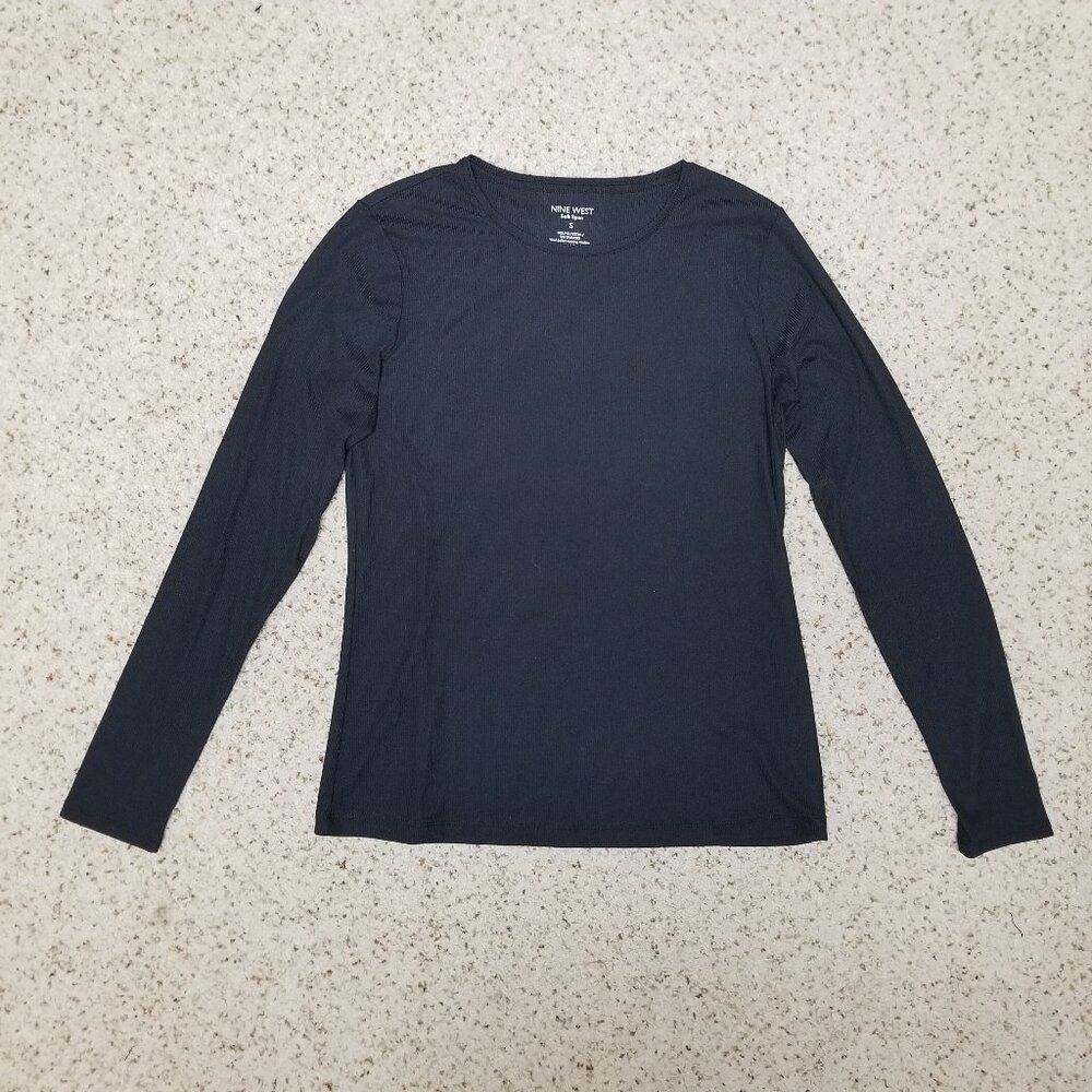 Nine West Soft Spun Long Sleeve Black Shirt